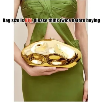 Acrylic Shell Clutch Purse for Women Gold Metallic Bag Elegant Large Designer Acrylic Evening Handbag for Wedding Party Prom