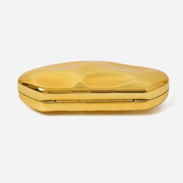 Acrylic Shell Clutch Purse for Women Gold Metallic Bag Elegant Large Designer Acrylic Evening Handbag for Wedding Party Prom