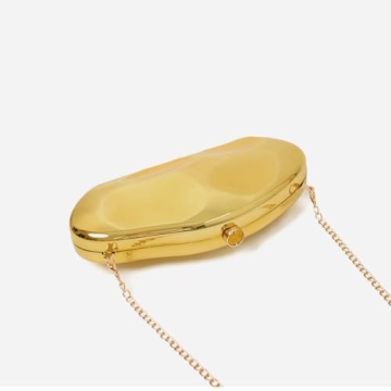Acrylic Shell Clutch Purse for Women Gold Metallic Bag Elegant Large Designer Acrylic Evening Handbag for Wedding Party Prom