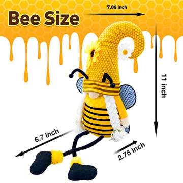 Lovinland Spring Decorations - Honey Bumble Bee Sunflower Plush Gnomes