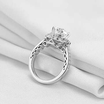 DovEggs Moissanite Engagement Rings for Women Center 2ct 6X8mm GHI Color Radiant Cut Art Deco Moissanite Antique/Vintage Floral Wedding Ring 14K Gold QUALITY Sterling Silver(7)