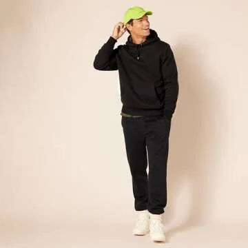 Amazon Essentials Men's Hoodies, Sherpa-Lined Pullover, Black, Medium