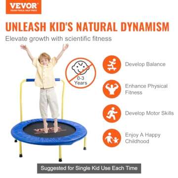 VEVOR 3FT Trampoline for Kids, 36" Trampolines Indoor/Outdoor Trampoline for Toddlers, Foldable Mini...