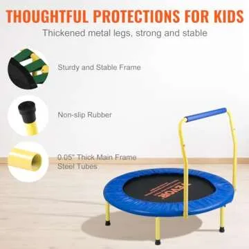 VEVOR 3FT Trampoline for Kids, 36" Trampolines Indoor/Outdoor Trampoline for Toddlers, Foldable Mini Baby Trampoline with Foam Handle, Recreational Trampoline Birthday Gift for 3+ Years Kids