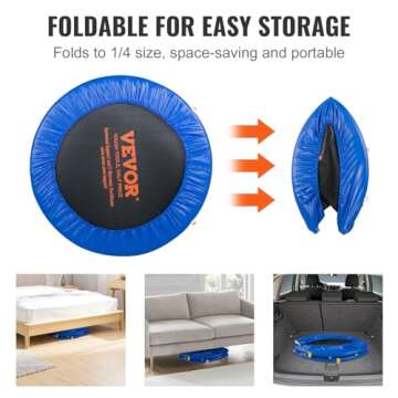 VEVOR 3FT Trampoline for Kids, 36" Trampolines Indoor/Outdoor Trampoline for Toddlers, Foldable Mini Baby Trampoline with Foam Handle, Recreational Trampoline Birthday Gift for 3+ Years Kids