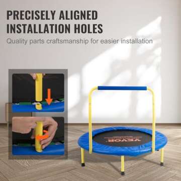 VEVOR 3FT Trampoline for Kids, 36" Trampolines Indoor/Outdoor Trampoline for Toddlers, Foldable Mini Baby Trampoline with Foam Handle, Recreational Trampoline Birthday Gift for 3+ Years Kids