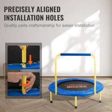 VEVOR 3FT Trampoline for Kids, 36" Trampolines Indoor/Outdoor Trampoline for Toddlers, Foldable Mini Baby Trampoline with Foam Handle, Recreational Trampoline Birthday Gift for 3+ Years Kids