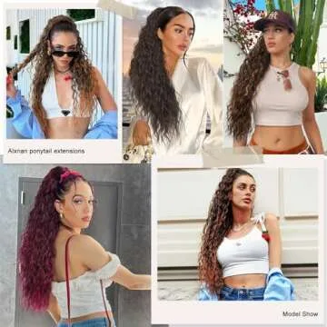 ALXNAN Claw Clip Ponytail,26 Inch Natural Black Ponytail Extension for Women Synthetic Long Curly Wavy Clip in Ponytail Hair Extensions Synthetic Hairpiece for Daily Party Use