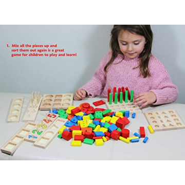 TOWO Wooden Geometric Shapes Educational Toy Set for Kids