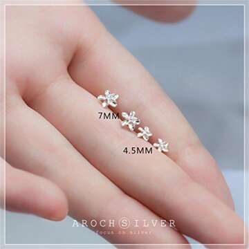 925 Sterling Silver Samll Flower Stud Earrings (4.5MM)