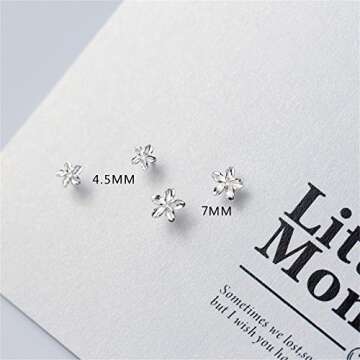 925 Sterling Silver Samll Flower Stud Earrings (4.5MM)