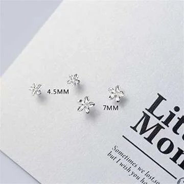 925 Sterling Silver Samll Flower Stud Earrings (4.5MM)