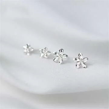 925 Sterling Silver Samll Flower Stud Earrings (4.5MM)
