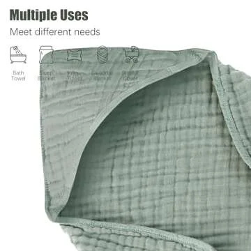 Spotted Play 2 Pack Hooded Baby Towels - 100% Muslin Cotton for Newborns, Infants, Toddlers - Large 32x32Inch Size - Highly Absorbent and Essential for Newborn Care, Green and Grey