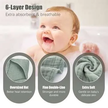 Spotted Play 2 Pack Hooded Baby Towels - 100% Muslin Cotton for Newborns, Infants, Toddlers - Large 32x32Inch Size - Highly Absorbent and Essential for Newborn Care, Green and Grey