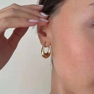 Tasiso Chunky Gold Earrings for Women, Dainty 14K Gold Plated Huggie Hoop Earrings Lightweight Hypoallergenic Earring Set Cute Earrings Pack for Women Trendy Jewelry Gifts