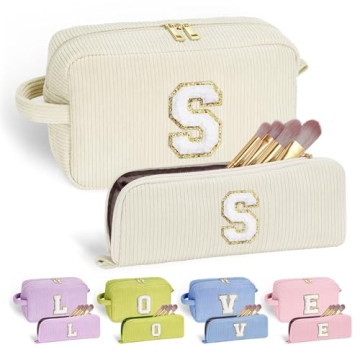 YOOLIFE Personalized Gifts Monogram Makeup Bag - Make Up Bag Makeup Pouch Travel Makeup Bag Cosmetic...