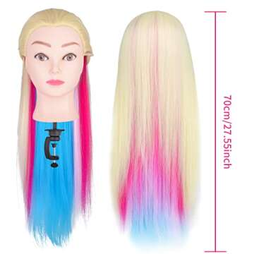 Kyerivs Mannequin Head Hair Styling Training Head Cosmetology Doll Head Manikin Practice Head Synthe...