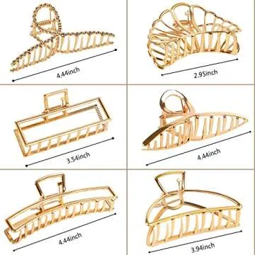 Gold Metal Hair Clips Set | 6 Stylish Accessories