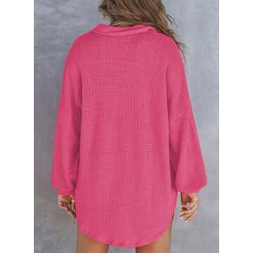 Astylish Women Lightweight V Neck Oversized Waffle Shirt