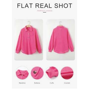 Astylish Women Lightweight V Neck Oversized Waffle Shirt