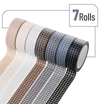 Mr. Pen- Grid Washi Tape Set, 7 Rolls, 0.6", Washi Tape for Journaling, Decorative Tape, Journaling ...