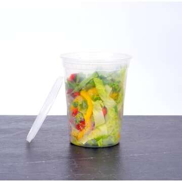 EDI [32 OZ, 40 Sets] Plastic Deli Food Storage Containers with Airtight Lids | Microwave-, Freezer-, Dishwasher-Safe | BPA Free | Heavy-Duty | Meal Prep | Leakproof | Recyclable