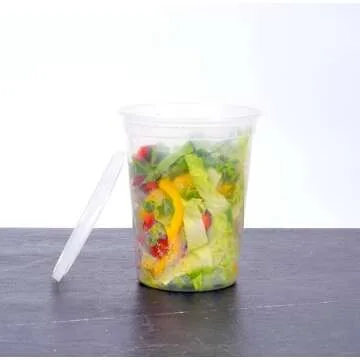 EDI [32 OZ, 40 Sets] Plastic Deli Food Storage Containers with Airtight Lids | Microwave-, Freezer-, Dishwasher-Safe | BPA Free | Heavy-Duty | Meal Prep | Leakproof | Recyclable