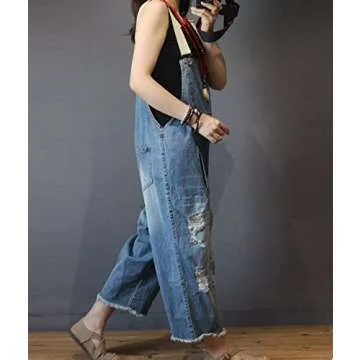 YESNO Women's 90s Distressed Denim Jumpsuits for Trendy Style