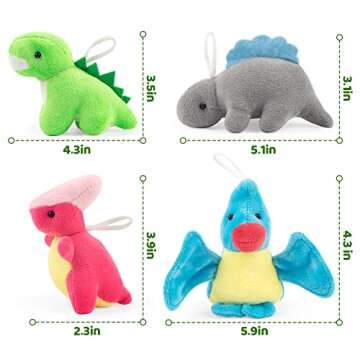 Mocoosy 12 Pack Small Dinosaur Plush Toys, Mini Dinosaur Stuffed Animals Bulk for Kids Dinosaur Party Favors, Tiny Dinosaur Playset Plush Keychain Toddler Birthday Party Supplies Goodie Bag Stuffers