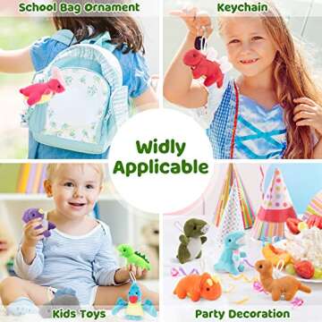Mocoosy 12 Pack Small Dinosaur Plush Toys, Mini Dinosaur Stuffed Animals Bulk for Kids Dinosaur Party Favors, Tiny Dinosaur Playset Plush Keychain Toddler Birthday Party Supplies Goodie Bag Stuffers