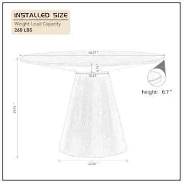 WILLIAMSPACE 45.27" Round Wooden Dining Table for 4 to 6, Modern Kitchen Table with Cone Wood Pedest...