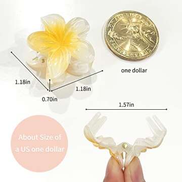 GQLV Hair Clip, 12 PCS 1.18" Small Flower Claw Clips for Women/Girls, Mini Hair Clips for Thick/Thin Hair, Hawaiian Hair Decorations Birthday Gifts for Women (B-white,red)