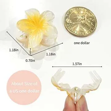 GQLV Hair Clip, 12 PCS 1.18" Small Flower Claw Clips for Women/Girls, Mini Hair Clips for Thick/Thin Hair, Hawaiian Hair Decorations Birthday Gifts for Women (B-white,red)