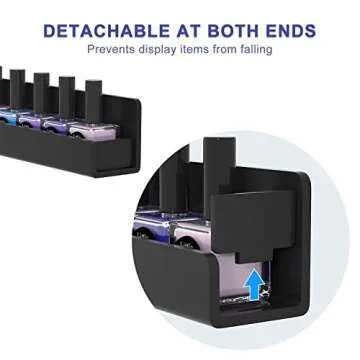 FEMELI Nail Polish Wall Rack: 6 Shelves 15 Inch Acrylic Nail Polish Holder Organizer for 66-90 Bottles, Multi-Purpose Acrylic Floating Shelves (15 Inch, Black)