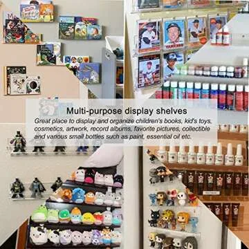 FEMELI Nail Polish Wall Rack: 6 Shelves 15 Inch Acrylic Nail Polish Holder Organizer for 66-90 Bottles, Multi-Purpose Acrylic Floating Shelves (15 Inch, Black)