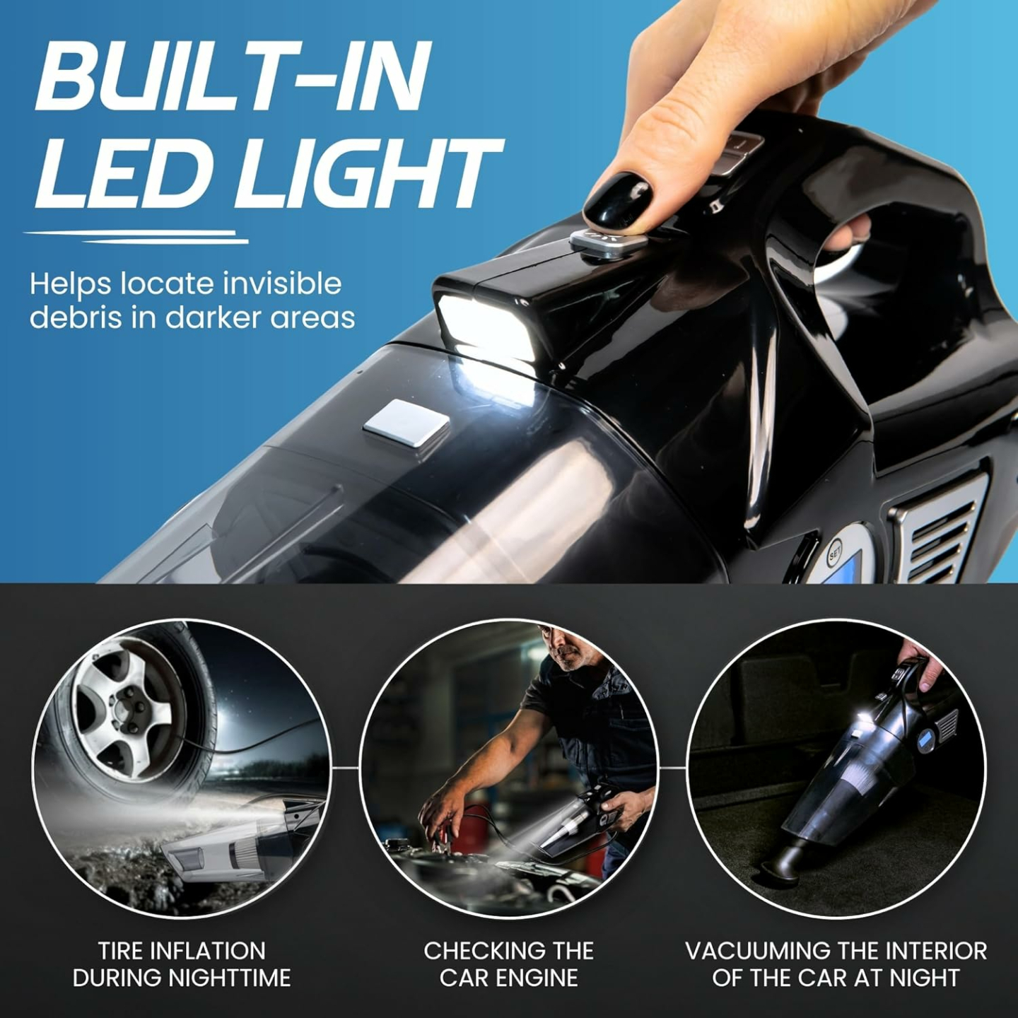 Portable 4-in-1 Car Vacuum & Tire Inflator