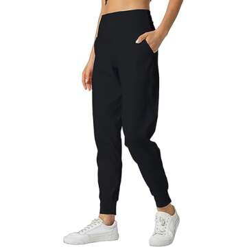 Rrosseyz Joggers Pants for Women-Quick Dry Sweatpants with Pockets for Athletics Casual Outdoor (Black, Medium)