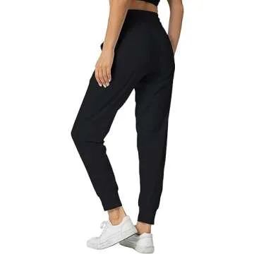 Rrosseyz Joggers Pants for Women-Quick Dry Sweatpants with Pockets for Athletics Casual Outdoor (Black, Medium)