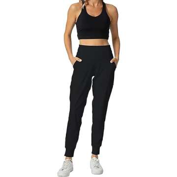 Rrosseyz Joggers Pants for Women-Quick Dry Sweatpants with Pockets for Athletics Casual Outdoor (Black, Medium)