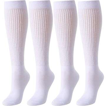 Zmart Slouch Sock for Women - Scrunchy Socks for Women Pack - Long Socks Tube High Socks 80s 90s, Ne...