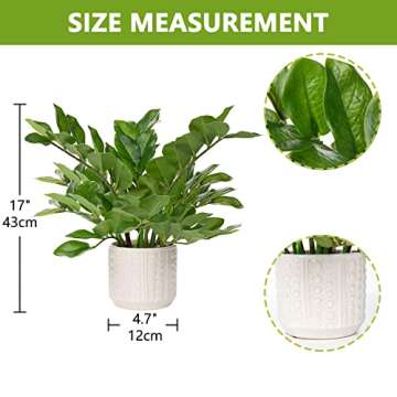 Briful Faux Plants Indoor 17" Artificial ZZ Plants in Ceramic Pot Fake Potted Zamioculcas Silk Plant...