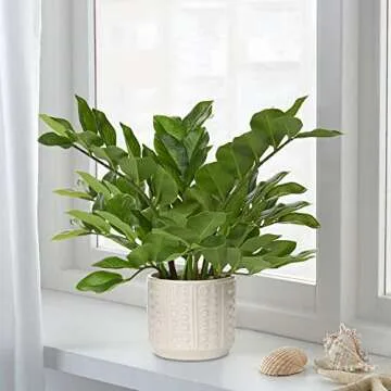 Briful 17" Faux ZZ Plant in Ceramic Pot for Home Decor