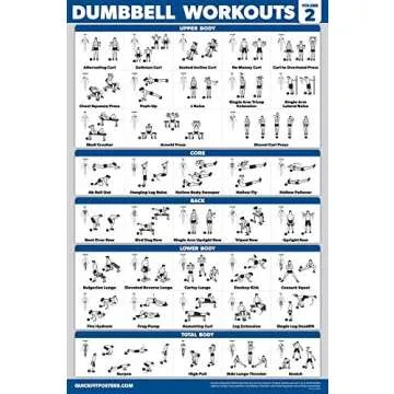 Palace Learning 3 Pack: Dumbbell Workouts Posters Volume 1 & 2 + Resistance Bands Exercises - Set of 3 Workout Charts (LAMINATED, 18" x 24")