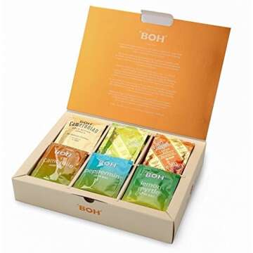 BOH Exquisite Tea Gift Variety Pack, 6 Tea Flavors, 48 Total Tea Bags, (BOH Cameronian Black, Lime Ginger, Lemon Mandarin, Chamomile, Peppermint, Lemon Myrtle)
