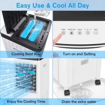 Portable Air Conditioners Windowless,2024 Upgraded Room Air Conditioners,3 IN 1 Swamp Cooler,Ac Unit with 3 Gal Water Tank,Timer,3 Speeds,70° Oscillation,Air Cooler for Room Kitchen Bedroom (blue)