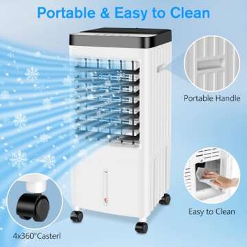 Portable Air Conditioners Windowless,2024 Upgraded Room Air Conditioners,3 IN 1 Swamp Cooler,Ac Unit with 3 Gal Water Tank,Timer,3 Speeds,70° Oscillation,Air Cooler for Room Kitchen Bedroom (blue)