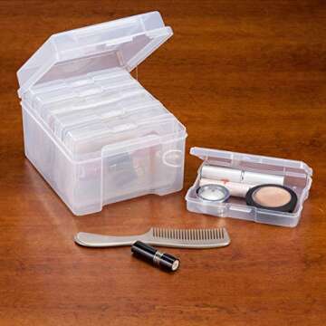 Fox Valley Traders Miles Kimball 7-Piece Set Plastic Photo Keeper with 6 Individual Clear Photo Cases,Transparent,One Size Fits All