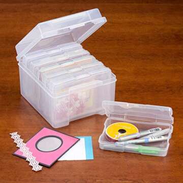 Fox Valley Traders Miles Kimball 7-Piece Set Plastic Photo Keeper with 6 Individual Clear Photo Cases,Transparent,One Size Fits All