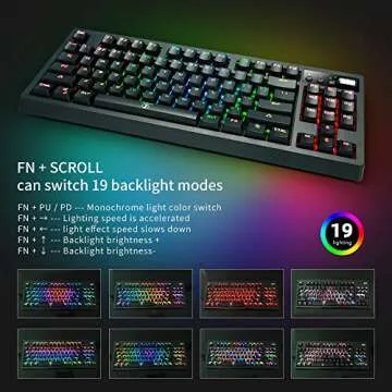 ZJFKSDYX MK87 2.4G Wireless Mechanical RGB Keyboard and Mouse Combo，<1ms Response Time, Wired and Wireless Modes, Support Charging, Suitable for Office and Games (Red Switch, Black).